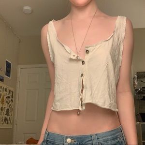 Loungy white button down tank top